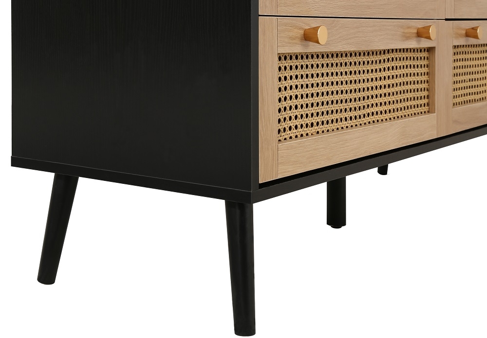 Product photograph of Croxley Black Rattan Wide 7 Drawer Chest from Choice Furniture Superstore.